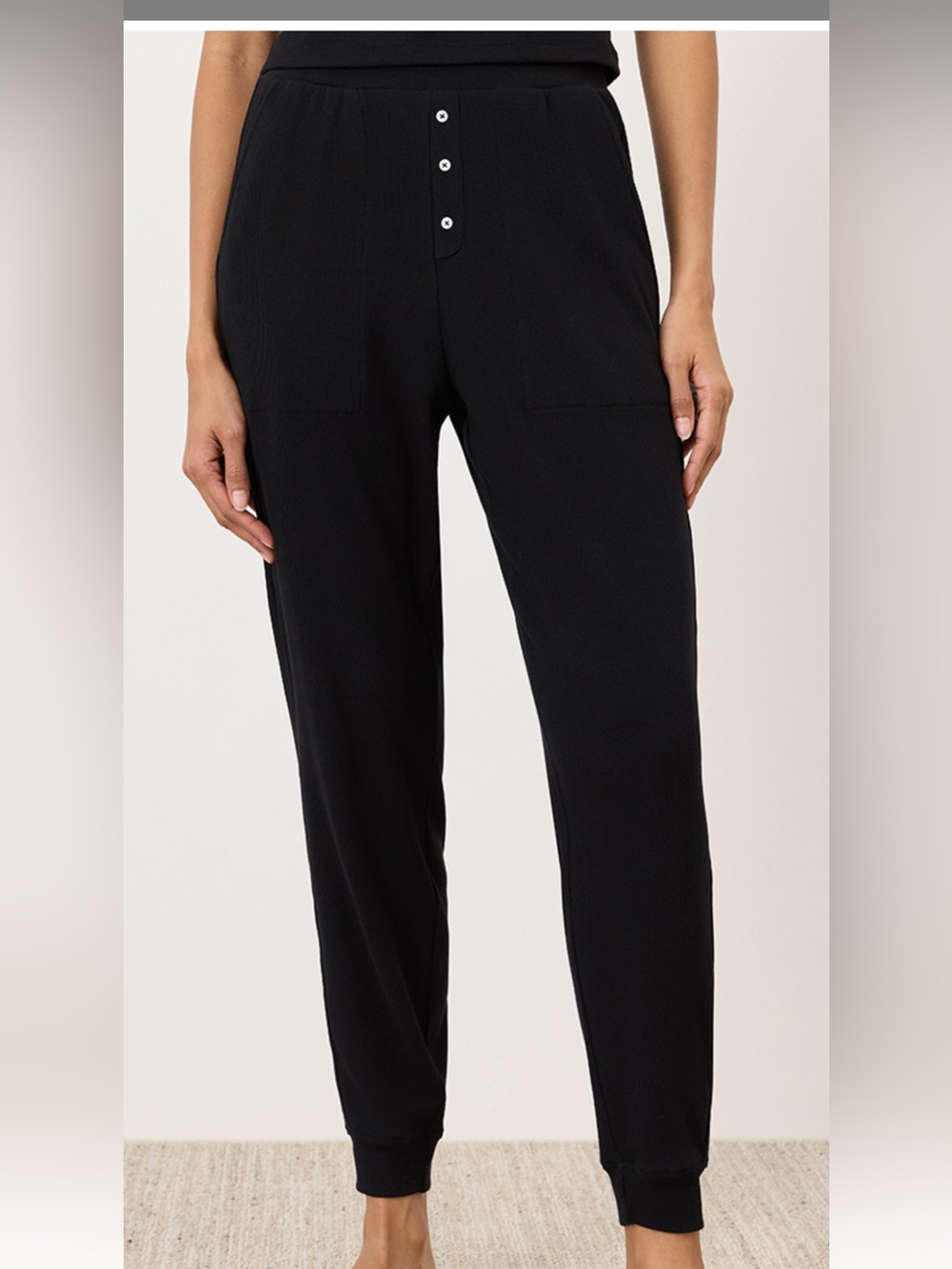 Pact Black Women's Jersey Ribbed Jogger Pants